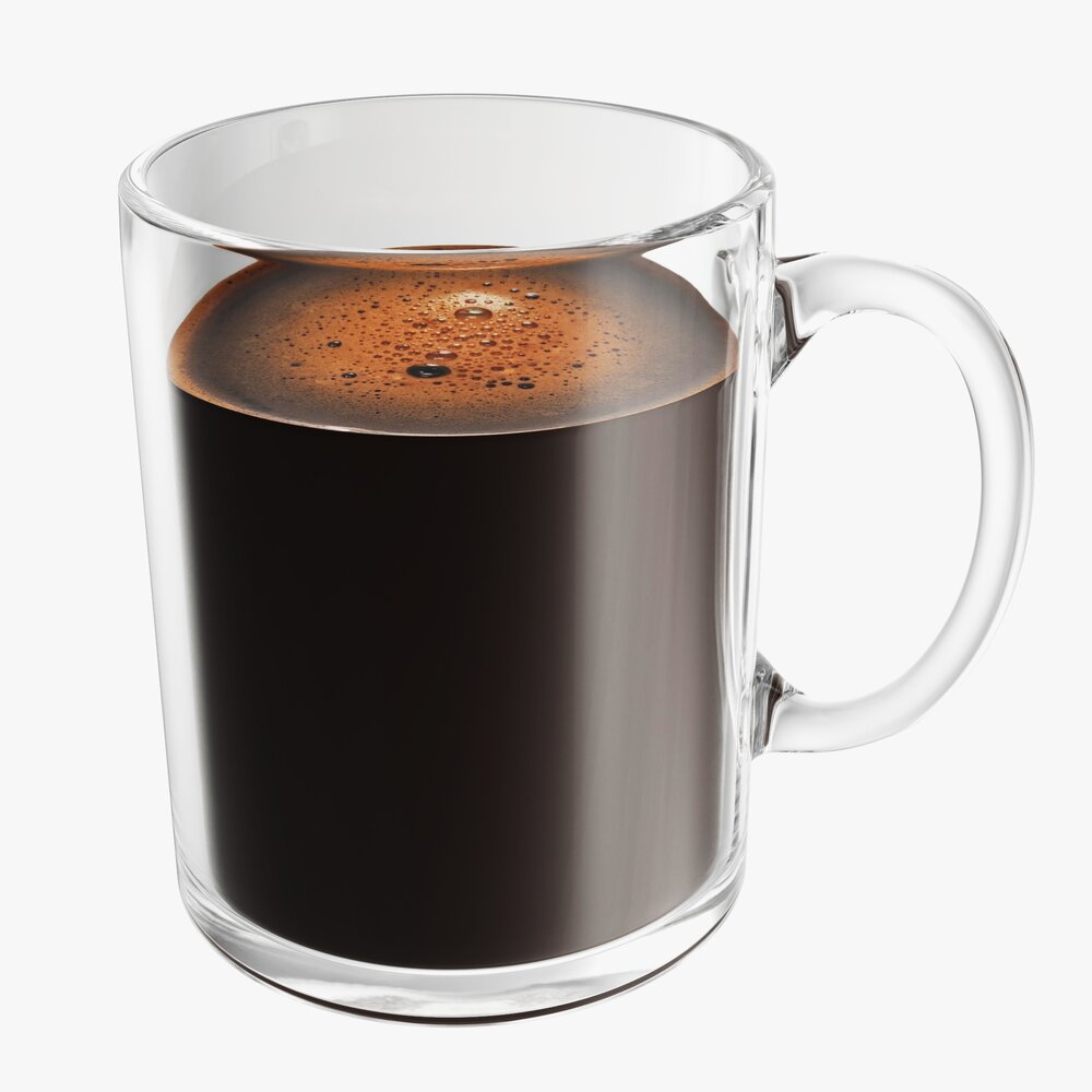 Glass Transparent Coffee Mug With Handle 06 3D模型