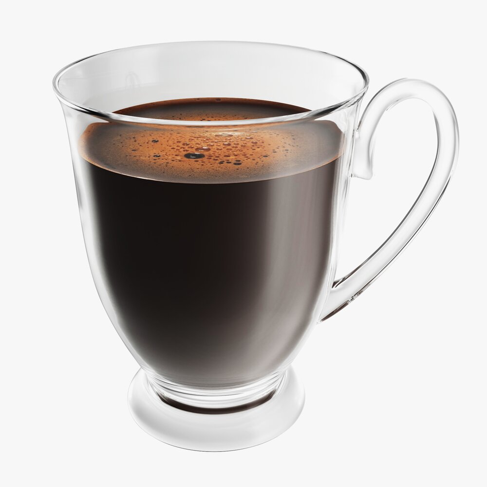 Glass Transparent Coffee Mug With Handle 07 Modèle 3D