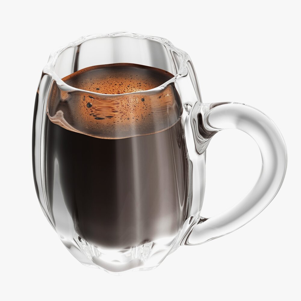 Glass Transparent Coffee Mug With Handle 08 3D模型