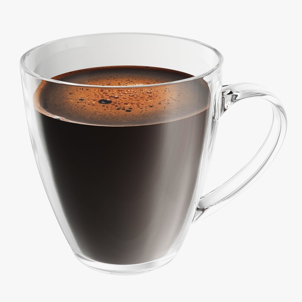 Glass Transparent Coffee Mug With Handle 09 3D模型