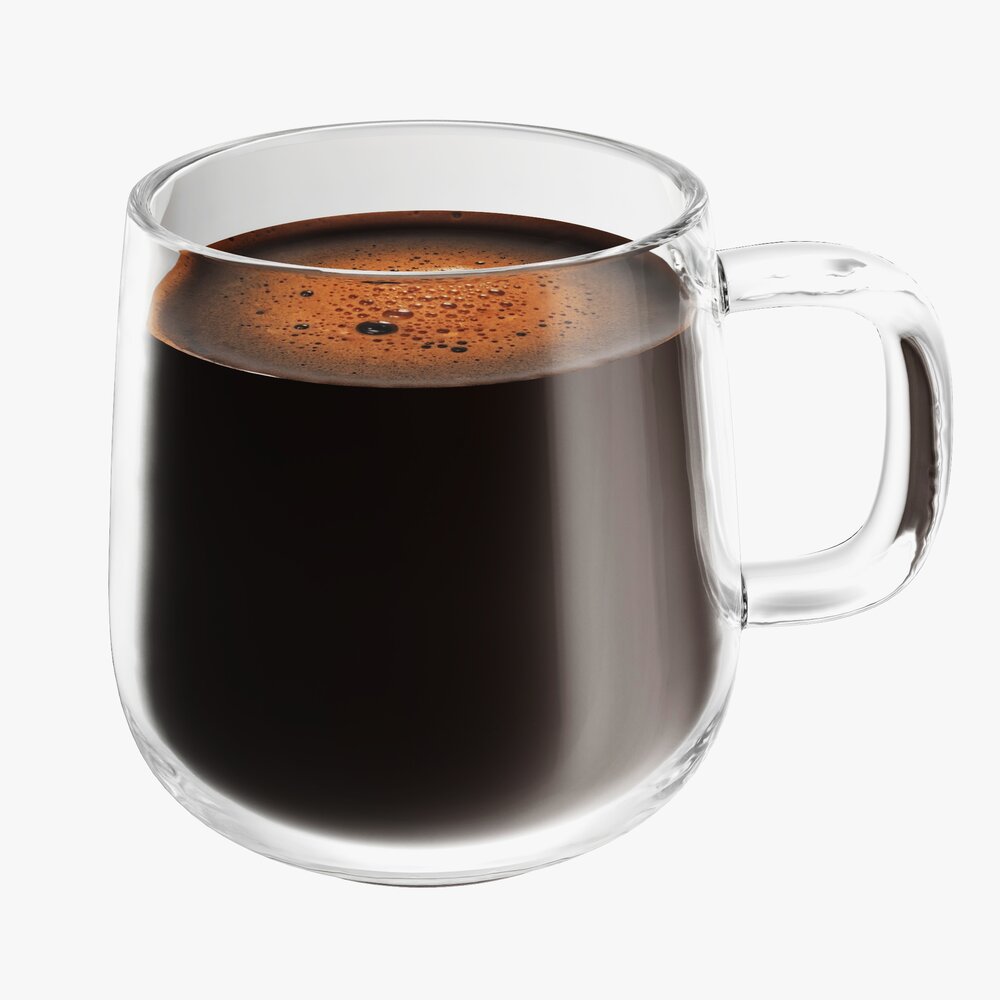 Glass Transparent Coffee Mug With Handle 11 3D-Modell