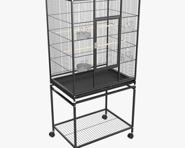 Bird Cage Large With Stand On Wheels Modello 3D