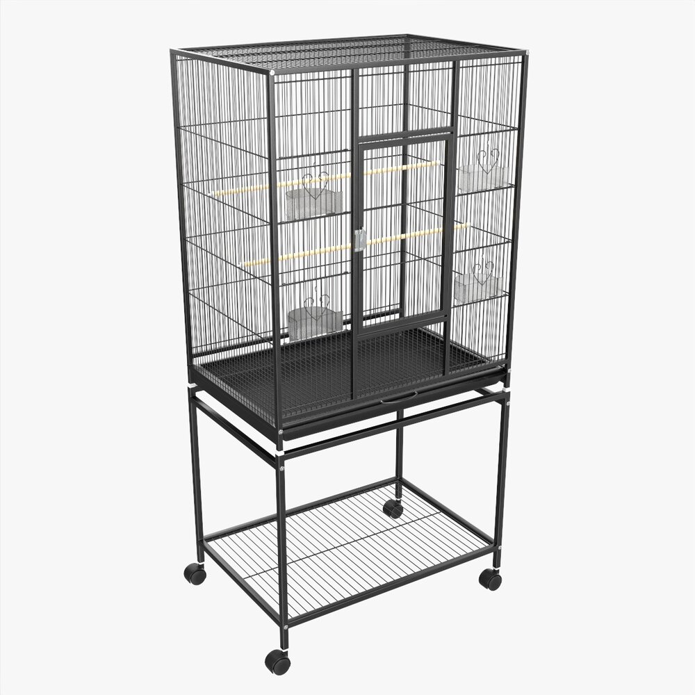 Bird Cage Large With Stand On Wheels 3D model