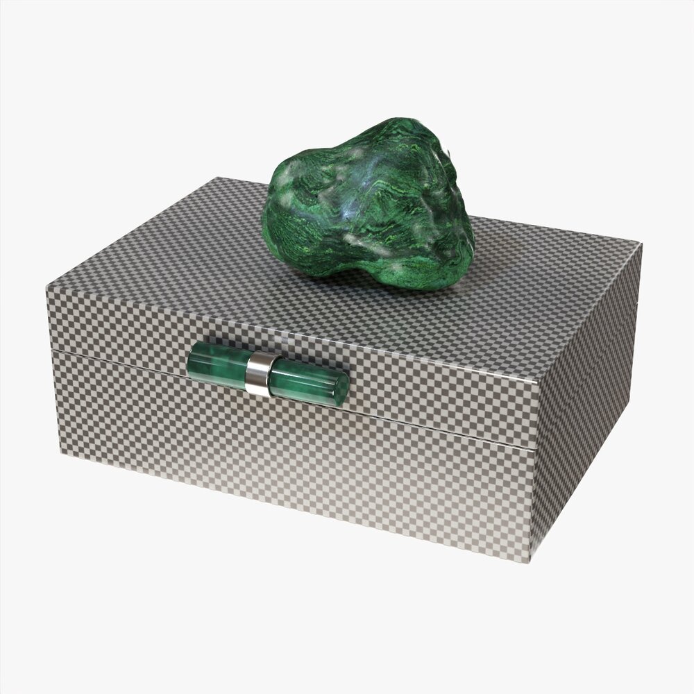 Box With Malachite Stone Modèle 3D
