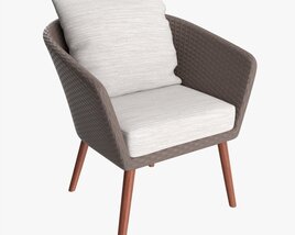 Brown Wicker Chair With Cushions Modello 3D