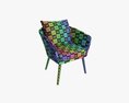 Brown Wicker Chair With Cushions 3D 모델 