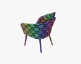 Brown Wicker Chair With Cushions 3Dモデル