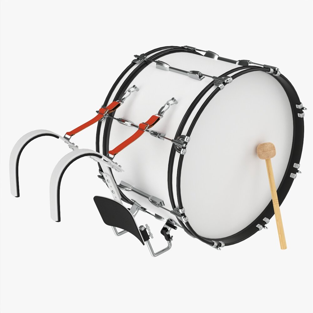 Marching Bass Drum With Carrier 24x12 Modello 3D