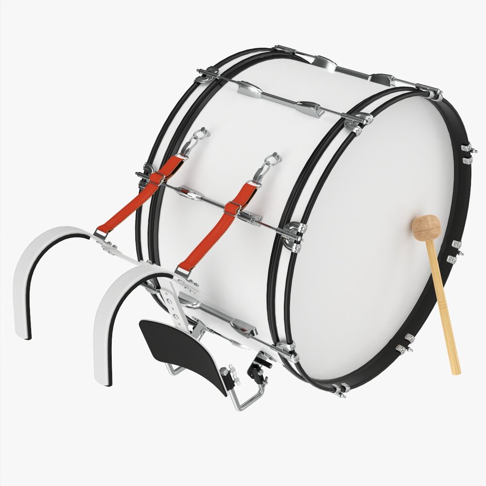 Marching Bass Drum With Carrier 26x12 3D模型