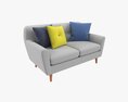 Modern 2-Seat Sofa With Pillows 02 3d model