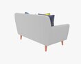 Modern 2-Seat Sofa With Pillows 02 3d model