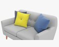 Modern 2-Seat Sofa With Pillows 02 3D модель