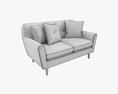 Modern 2-Seat Sofa With Pillows 02 3D 모델 