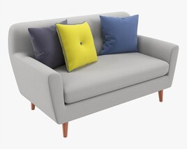 Modern 2-Seat Sofa With Pillows 03 3D model