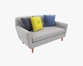 Modern 2-Seat Sofa With Pillows 03 3Dモデル