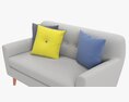Modern 2-Seat Sofa With Pillows 03 3Dモデル