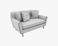 Modern 2-Seat Sofa With Pillows 03 3D модель