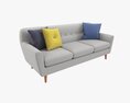 Modern 3-Seat Sofa With Pillows 02 3D模型