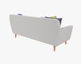 Modern 3-Seat Sofa With Pillows 02 3d model