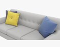 Modern 3-Seat Sofa With Pillows 02 3D 모델 