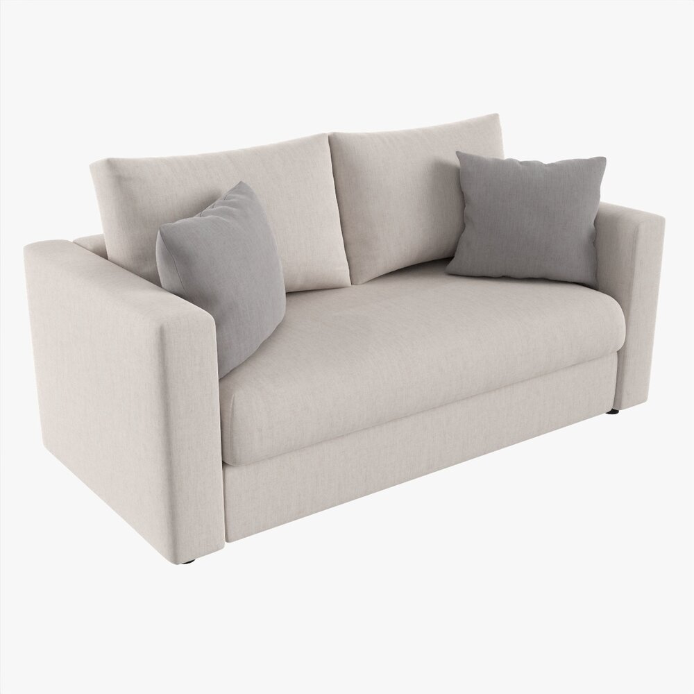 Modern Sofa 2-Seat With Pillows 01 3d model