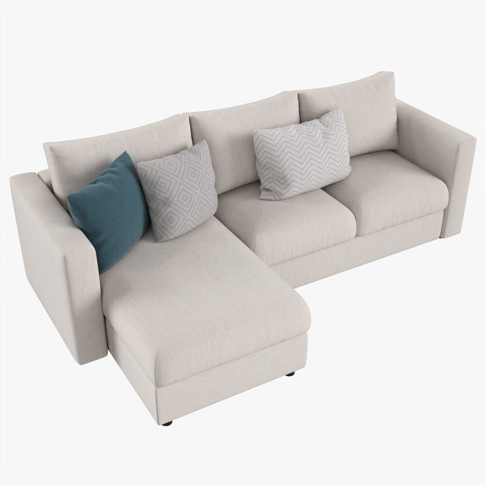 Modern Sofa With Chaise Longue 3D модель
