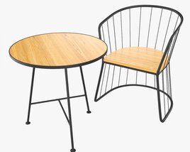 Outdoor Coffee Table With Two Chairs Modèle 3D