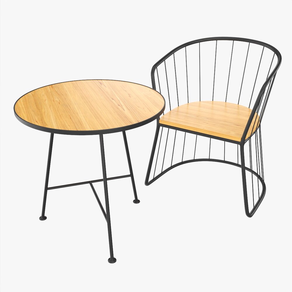 Outdoor Coffee Table With Two Chairs 3Dモデル
