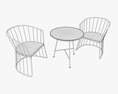 Outdoor Coffee Table With Two Chairs 3D 모델 
