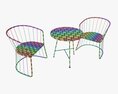 Outdoor Coffee Table With Two Chairs 3d model