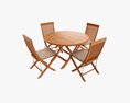 Outdoor Wooden Table With 4 Chairs 3D 모델 