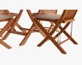 Outdoor Wooden Table With 4 Chairs 3d model