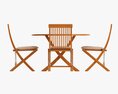Outdoor Wooden Table With 4 Chairs 3D模型