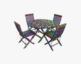 Outdoor Wooden Table With 4 Chairs 3d model