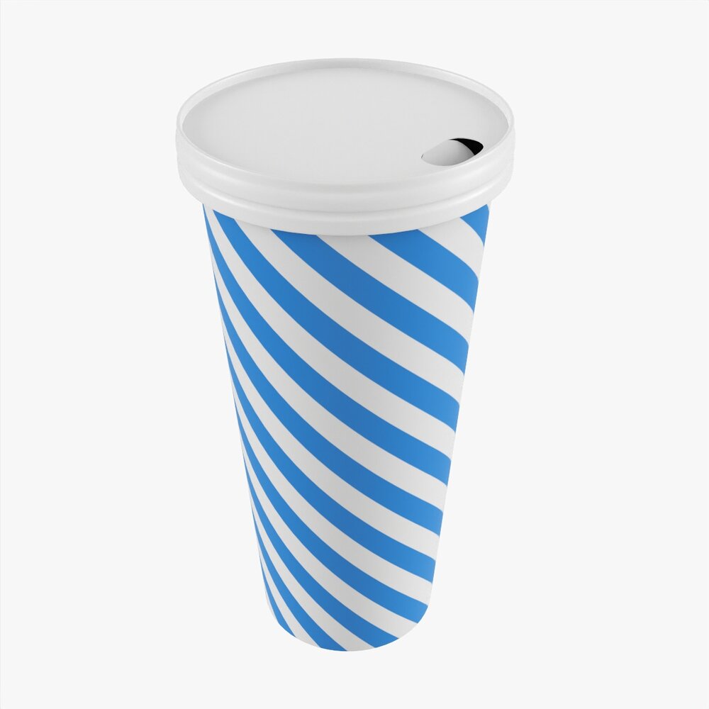 Paper Cold Cup 22 Oz With Paper Flat Lid 3D модель
