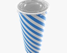 Paper Cold Cup 22 Oz With Translucent Flat Lid 3D модель