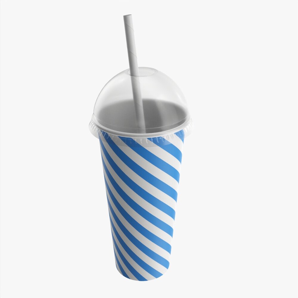 Paper Cold Cup 22 Oz With Translucent Solo Dome Lid 01 Modelo 3d