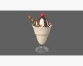 Ice Cream With Chocolate And Cherry In Glass Dish 3D 모델 