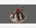 Ice Cream With Chocolate And Cherry In Glass Dish Modelo 3d