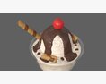 Ice Cream With Chocolate And Cherry In Glass Dish 3D模型