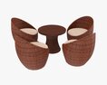 Rattan Four Chair And Table Set 02 3D модель