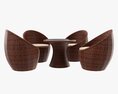 Rattan Four Chair And Table Set 02 3d model