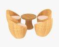 Rattan Four Chair And Table Set 03 3d model