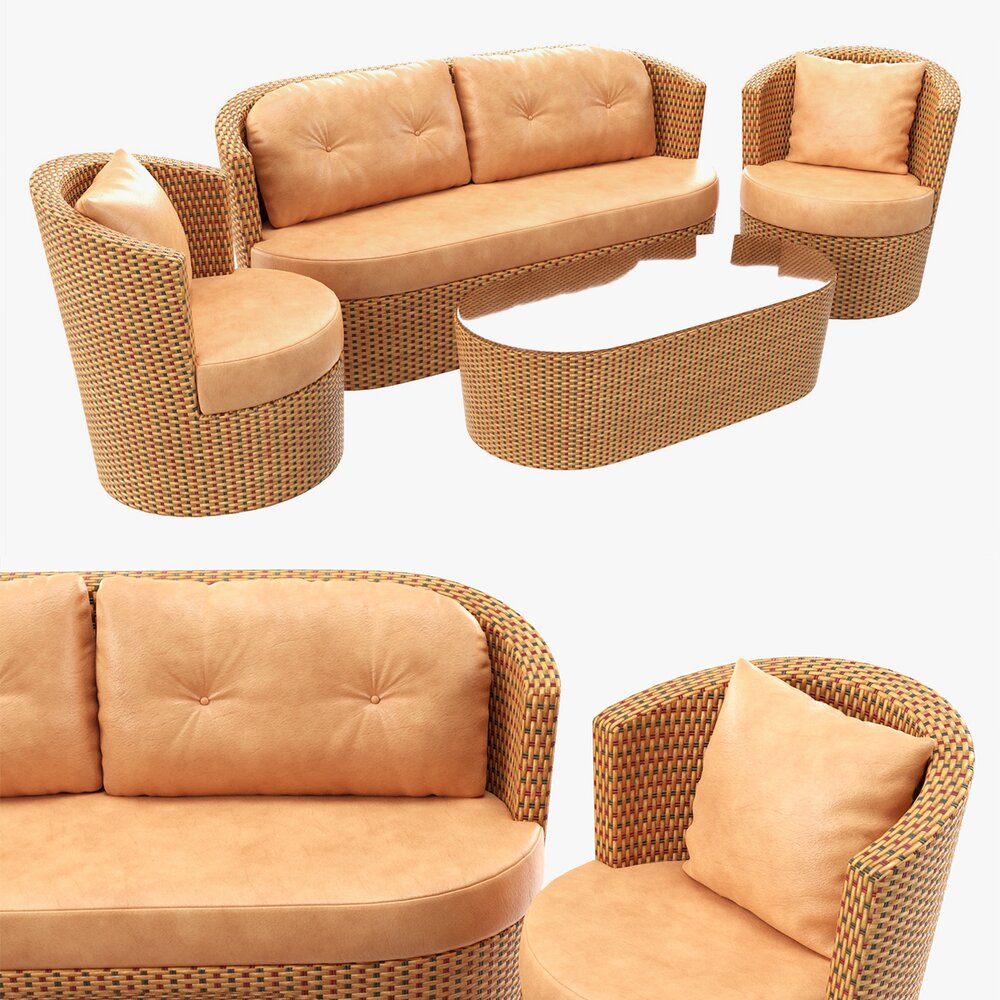 Rattan Furniture Set 01 3Dモデル