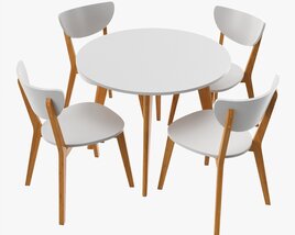 Round Dining Table With Chairs 02 3D model