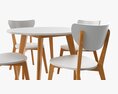 Round Dining Table With Chairs 02 Modello 3D