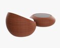 Round Wicker Table With Round Chair Set 3D 모델 