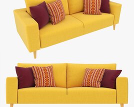 Scandinavian Sofa With Pillows 3D模型