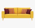 Scandinavian Sofa With Pillows 3D модель