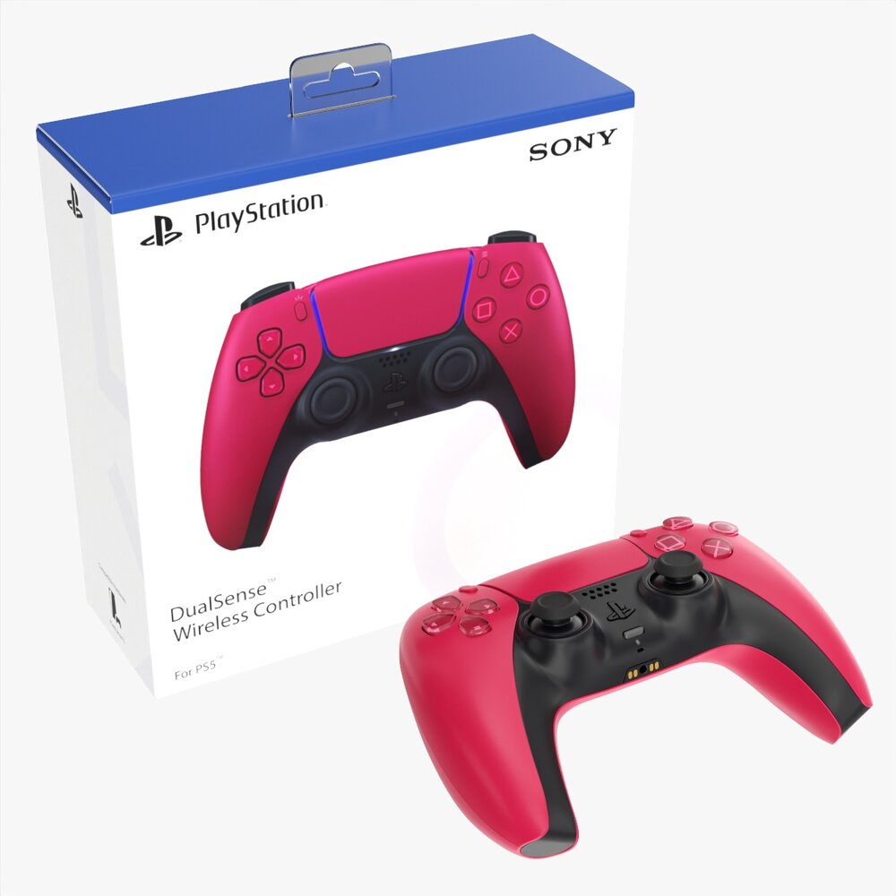 Sony Playstation 5 Dualsense Controller Cosmic Red With Box Modèle 3D